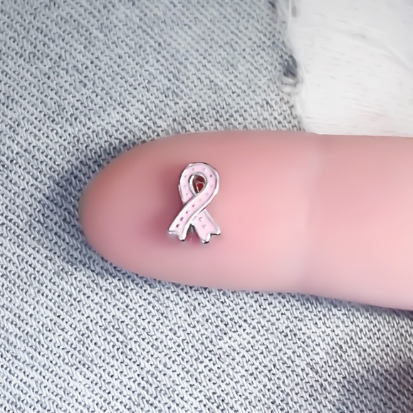 1PC 925 Sterling Silver Breast Cancer Awareness Pink Ribbon Helix Stud Earring - Picture 6 of 12
